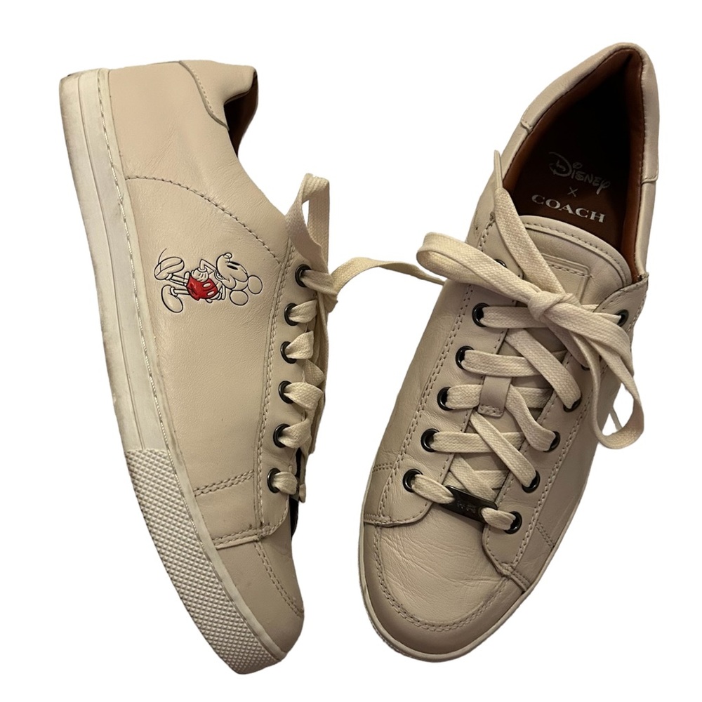 DISNEY X COACH Mickey Mouse Porter Leather Lace Up Sneakers Size 10